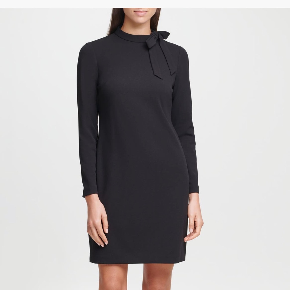 NWT Long-sleeved Tie-neck Scuba Crepe Dress